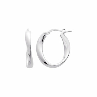 Boucles d'oreilles créoles fantaisies en or blanc