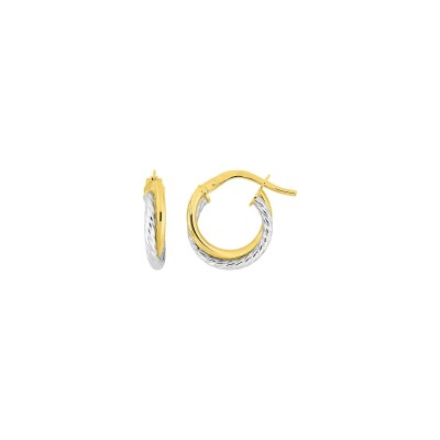 Boucles d'oreilles créoles en or jaune et or blanc