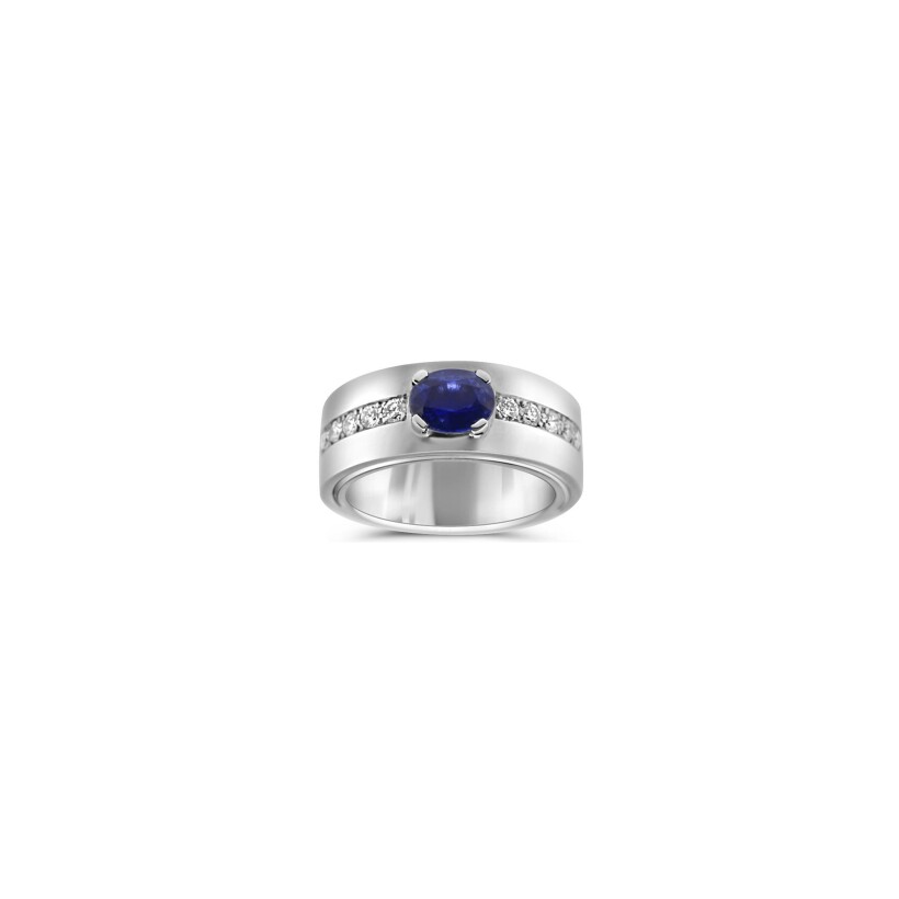 Bague 	Vaneste en or blanc, saphir et diamants