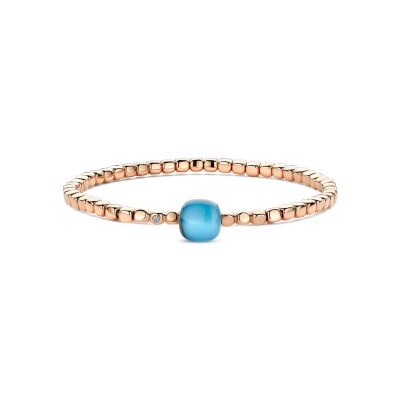 BIGLI Mini Sweety armband in roségoud, turkoois, blauwe topaas en diamant