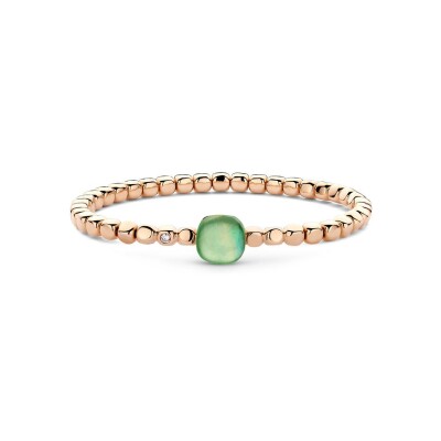 BIGLI Mini Sweety armband in roségoud, aventurijn, kwarts en diamant
