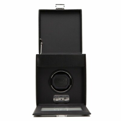 Remontoir pour montre automatique avec rangements Wolf 1834 Heritage Winders en cuir vegan noir