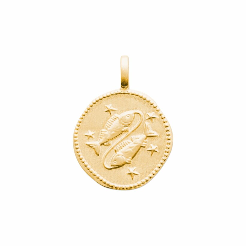 Médaille du zodiaque "Poissons" en plaqué or