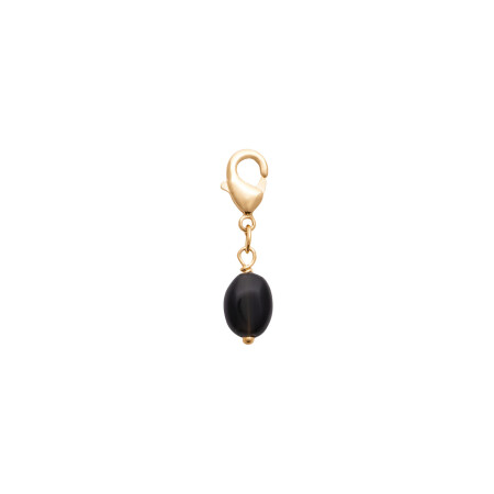 Pendentif en plaqué or et obsidienne noire