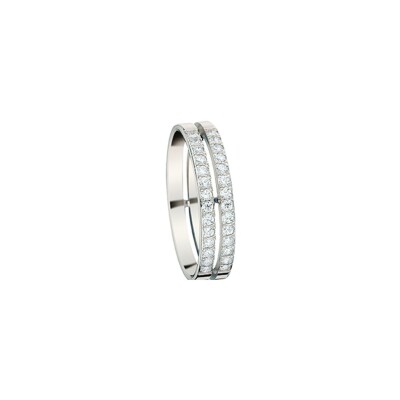 Alliance en or blanc et diamant, finition polie