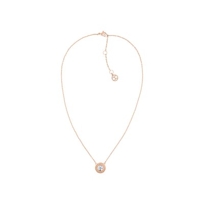 Collier Tommy Hilfiger en métal doré rose et cristal, taille 46cm