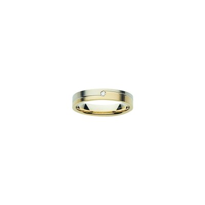 Alliance en or jaune, or blanc palladié et diamant