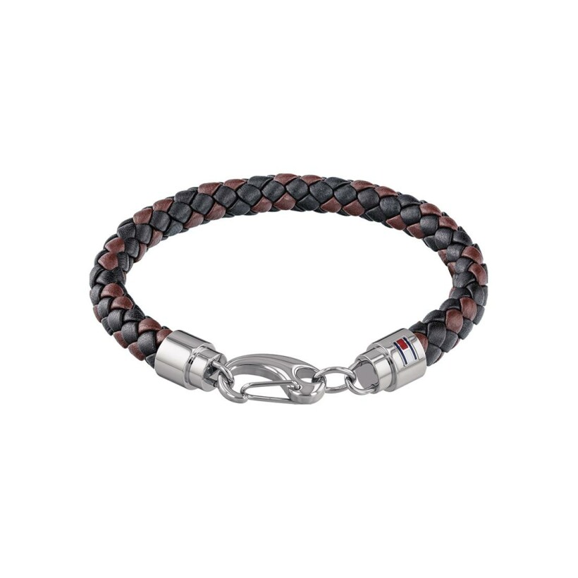 Bracelet Tommy Hilfiger en Cuir couleur Noir Et Marron