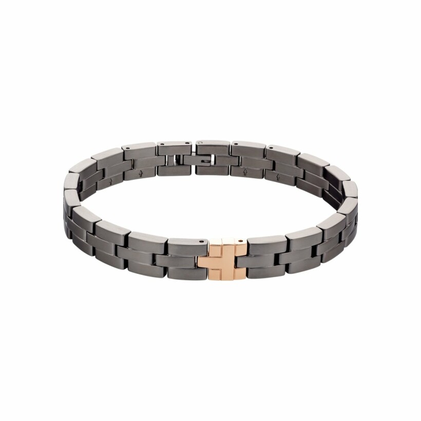 Bracelet Tommy Hilfiger Dressed Up en acier gris et métal doré rose, taille 20.5cm