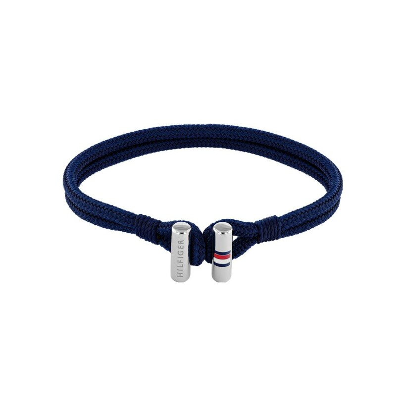 Bracelet Tommy Hilfiger en acier et textile bleu, taille 19cm