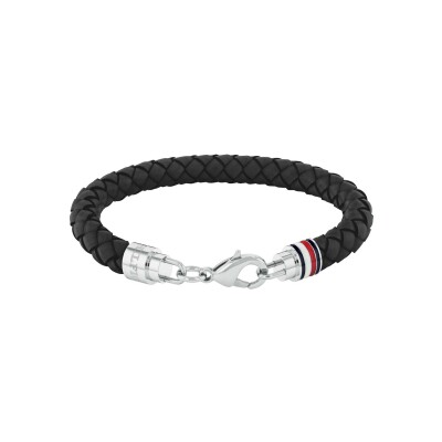 Bracelet Tommy Hilfiger Iconic Th Braided Leather en cuir et acier