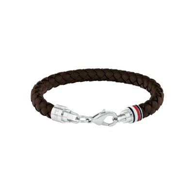 Bracelet Tommy Hilfiger Iconic Th Braided Leather en cuir et acier