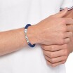 Bracelet Tommy Hilfiger en acier et cuir bleu