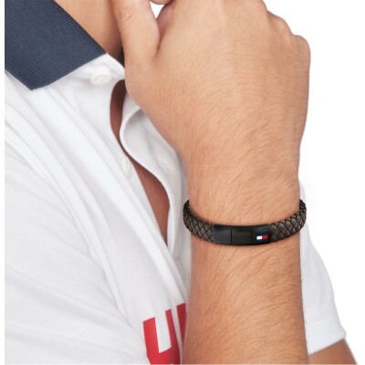 Bracelet Tommy Hilfiger en cuir et acier