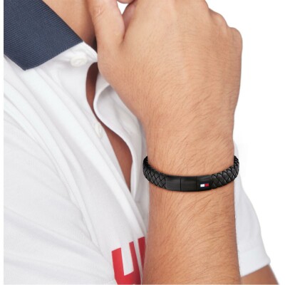 Bracelet Tommy Hilfiger en cuir et acier