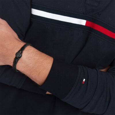 Bracelet Tommy Hilfiger en acier, cuir et coton