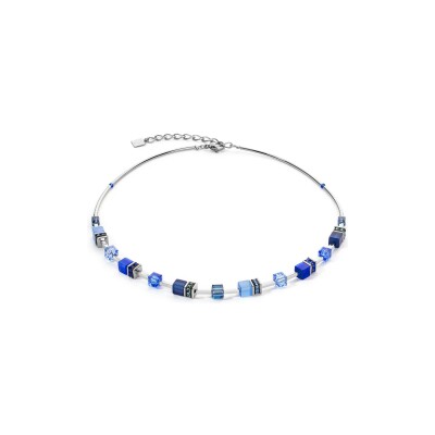 Collier Coeur de Lion GeoCUBE Iconic Lite en acier, cristaux Swarovski, strass et oeil de tigre et polaris