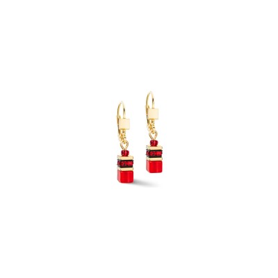 Boucles d'oreilles Coeur de Lion GeoCUBE Iconic Lite en acier doré, strass et polaris