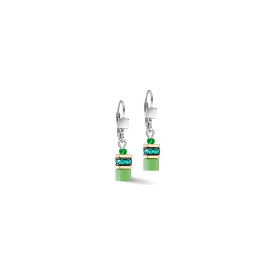Boucles d'oreilles Coeur de Lion GeoCUBE Iconic Lite en acier, strass et œil de tigre