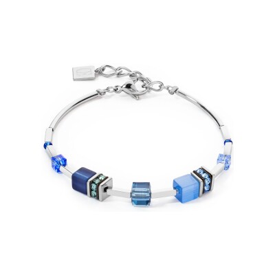 Bracelet Coeur de Lion GeoCUBE Iconic Lite en acier, cristaux Swarovski, strass et oeil de tigre et polaris