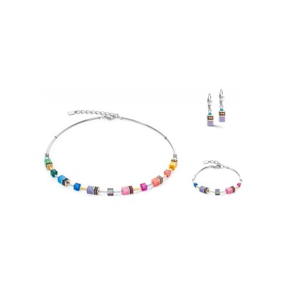 Bracelet Coeur de Lion GeoCUBE Iconic Lite en acier doré, acier, cristaux Swarovski, strass et oeil de tigre et verre