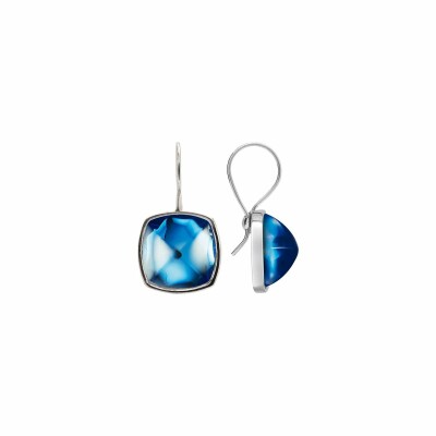 Boucles d'oreilles Baccarat Médicis fils en Argent et Cristal bleu Riviera