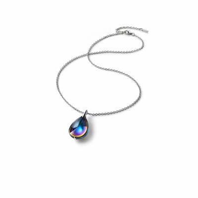 Collier Baccarat Fleurs de Psydélic Scarabée bleu en argent