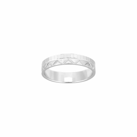 Alliance fantaisie en or blanc, 4mm