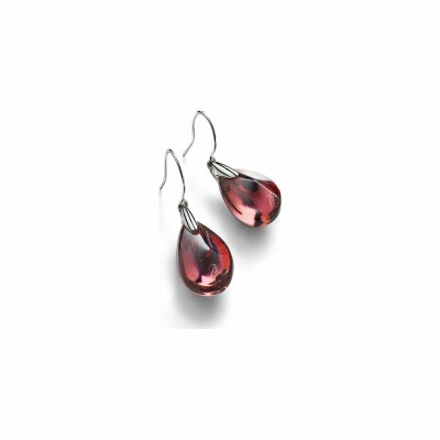 Boucles d'oreilles Baccarat Psydélic fils en Argent et Cristal rose mordoré