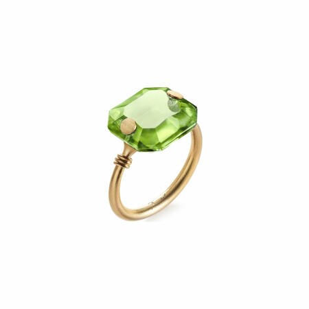 Bague Baccarat Marie-Hélène De Taillac en or jaune et cristal clair vert, taille 53