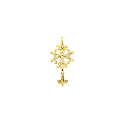 Pendentif croix huguenote en or jaune