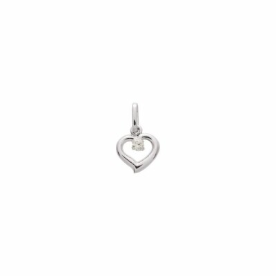 Pendentif coeur en or blanc et oxydes de zirconium