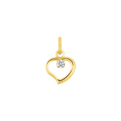 Pendentif coeur en or jaune et oxyde de zirconium