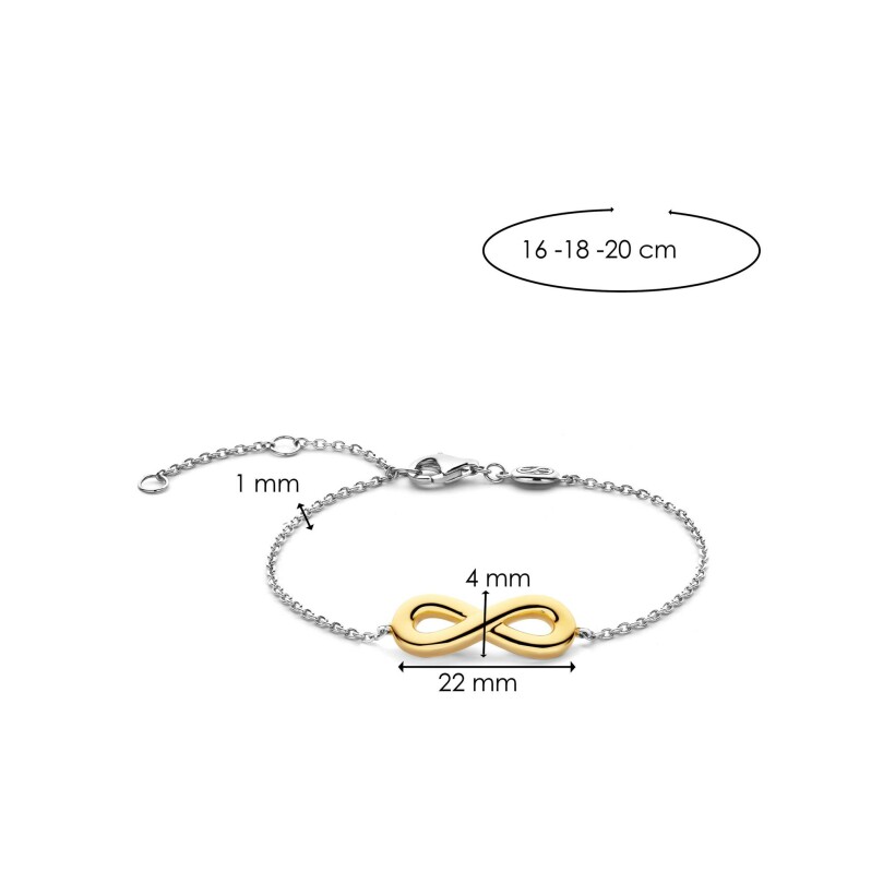 Bracelet Ti Sento en argent doré, argent plaqué platine et oxydes de zirconium