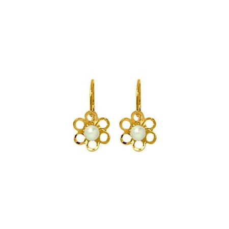 Boucles d'oreilles en or jaune et perles d'eau douce