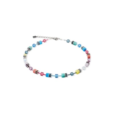 Collier Coeur de Lion GeoCUBE Iconic en acier, cristaux Swarovski, oeil de tigre et strass et verre