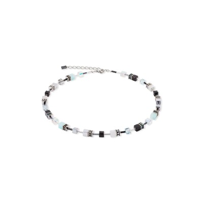 Collier Coeur de Lion GeoCUBE Iconic en acier, cristaux Swarovski, oeil de tigre et strass, hématite et verre