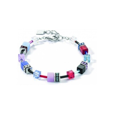 Bracelet Coeur de Lion GeoCUBE Iconic en acier, cristaux Swarovski, oeil de tigre et polaris, strass et verre
