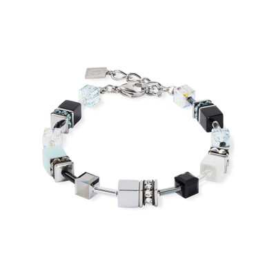 Bracelet Coeur de Lion GeoCUBE Iconic en acier, cristaux Swarovski, oeil de tigre et strass, hématite et verre