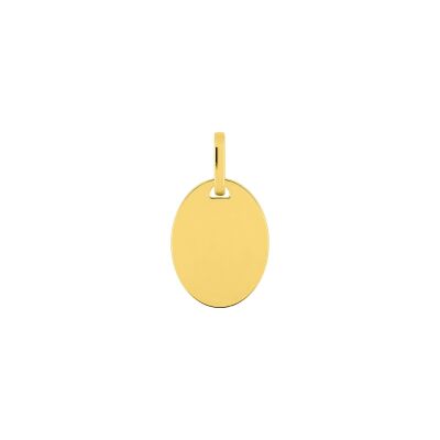 Pendentif identité plaque ovale en or jaune, grand modèle 