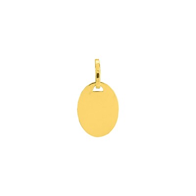 Pendentif identité plaque ovale en or jaune, petit modèle 