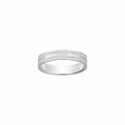 Alliance fantaisie en or blanc, 4mm