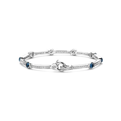 Bracelet Ti Sento en argent plaqué platine et cristal synthétique bleu