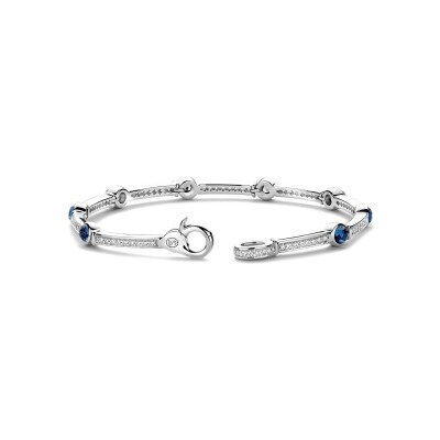 Bracelet Ti Sento en argent plaqué platine et cristal synthétique bleu