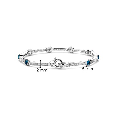 Bracelet Ti Sento en argent plaqué platine et cristal synthétique bleu