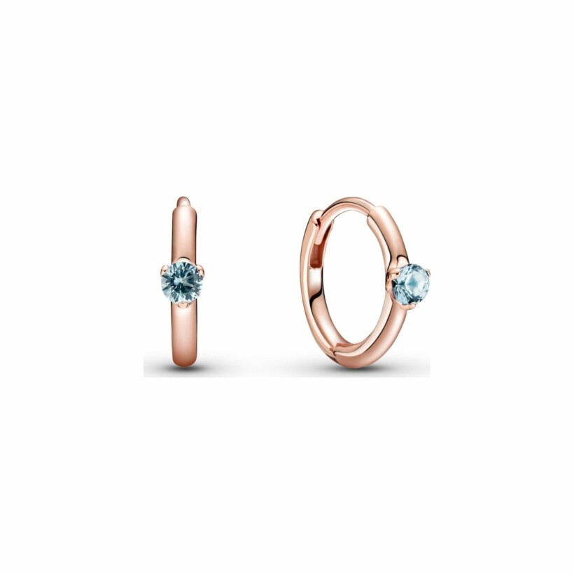Boucles d'oreilles créoles Pandora Colours enveloppantes solitaire bleu clair en metal doré rose et cristal
