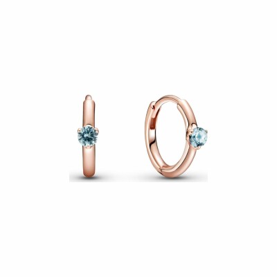 Boucles d'oreilles créoles Pandora Colours enveloppantes solitaire bleu clair en metal doré rose et cristal