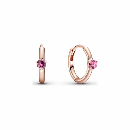 Boucles d'oreilles créoles Pandora Colours enveloppantes solitaire rose en metal doré rose et cristal