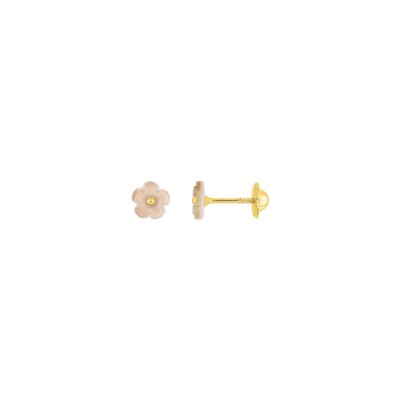 Clous d'oreilles en or jaune et nacre