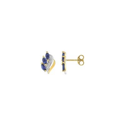 Boucles d'oreilles en or jaune et saphir